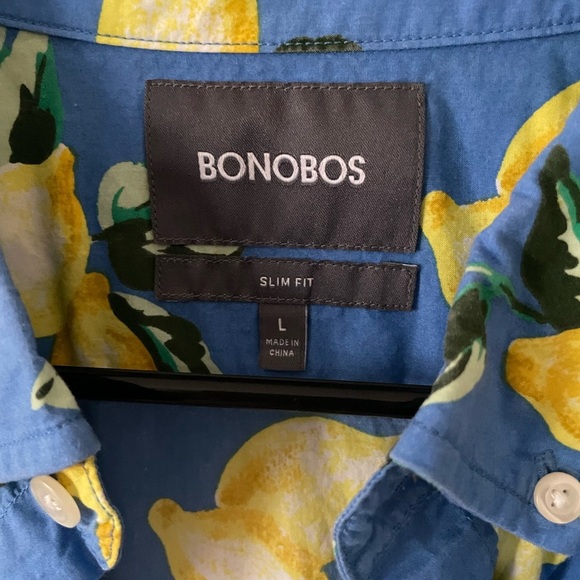 Bonobos Blue and Yellow Floral Casual Button Down Shirt - Picture 2 of 3